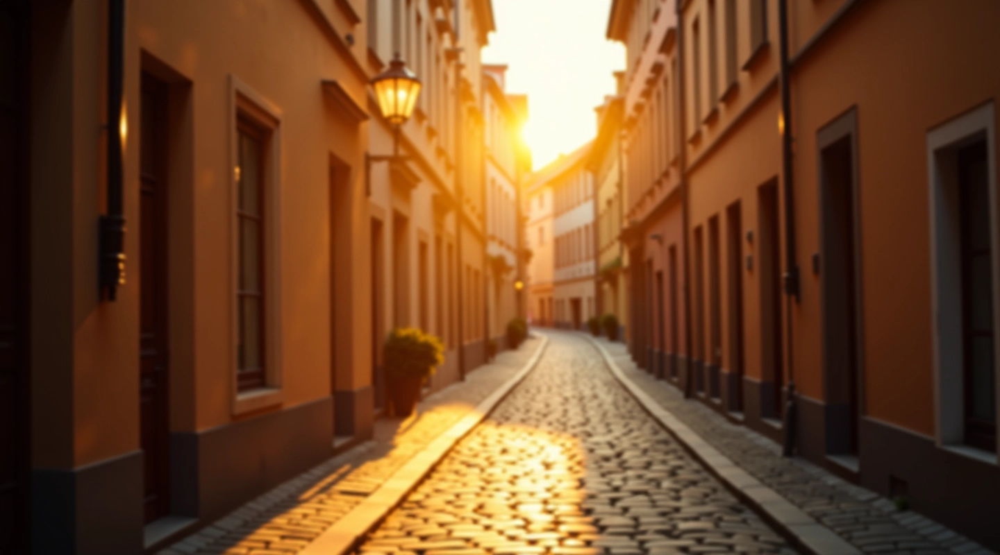 Vilnius Old Town historic cobblestone streets with traditional architecture